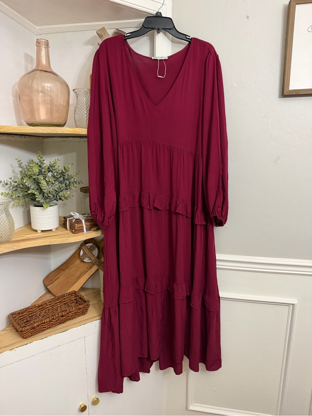 Burgundy Tiered Dress